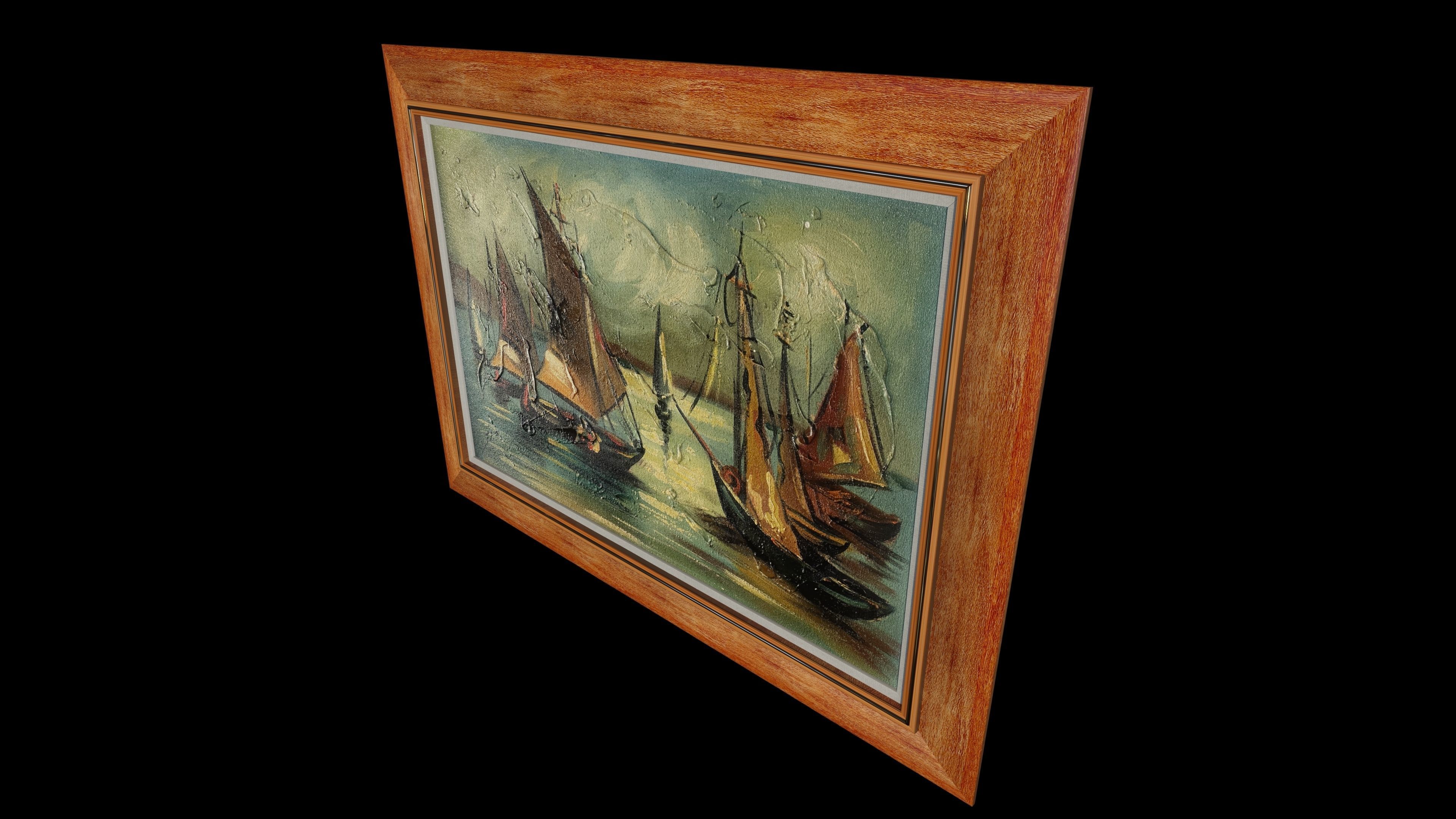 Sailing Boats Oil Painting  3D model_2