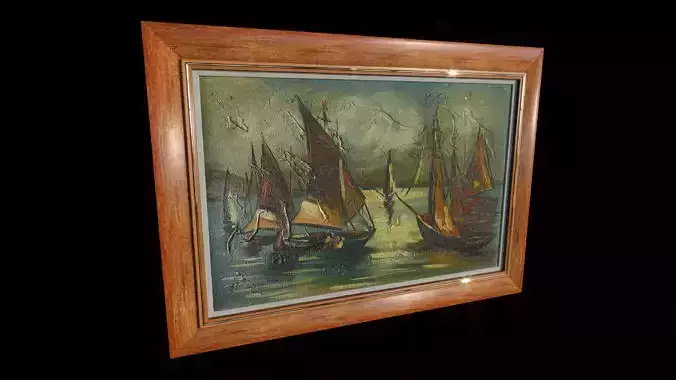 Sailing Boats Oil Painting  3D model