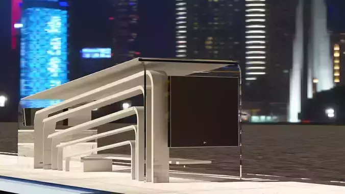 BUSSTOP bus stop in middle of city 3D model