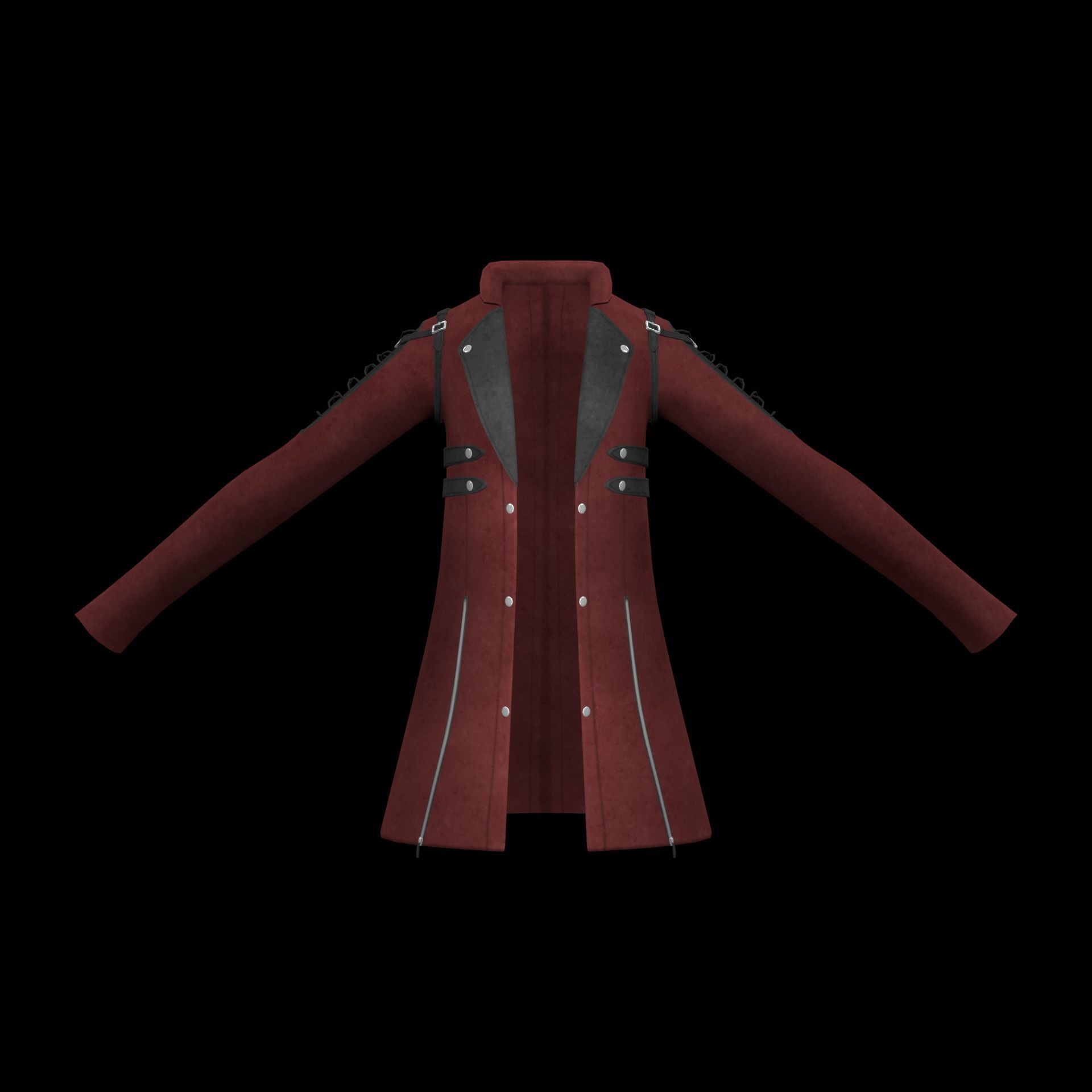 Red Leather Jacket Low-poly 3D model_2