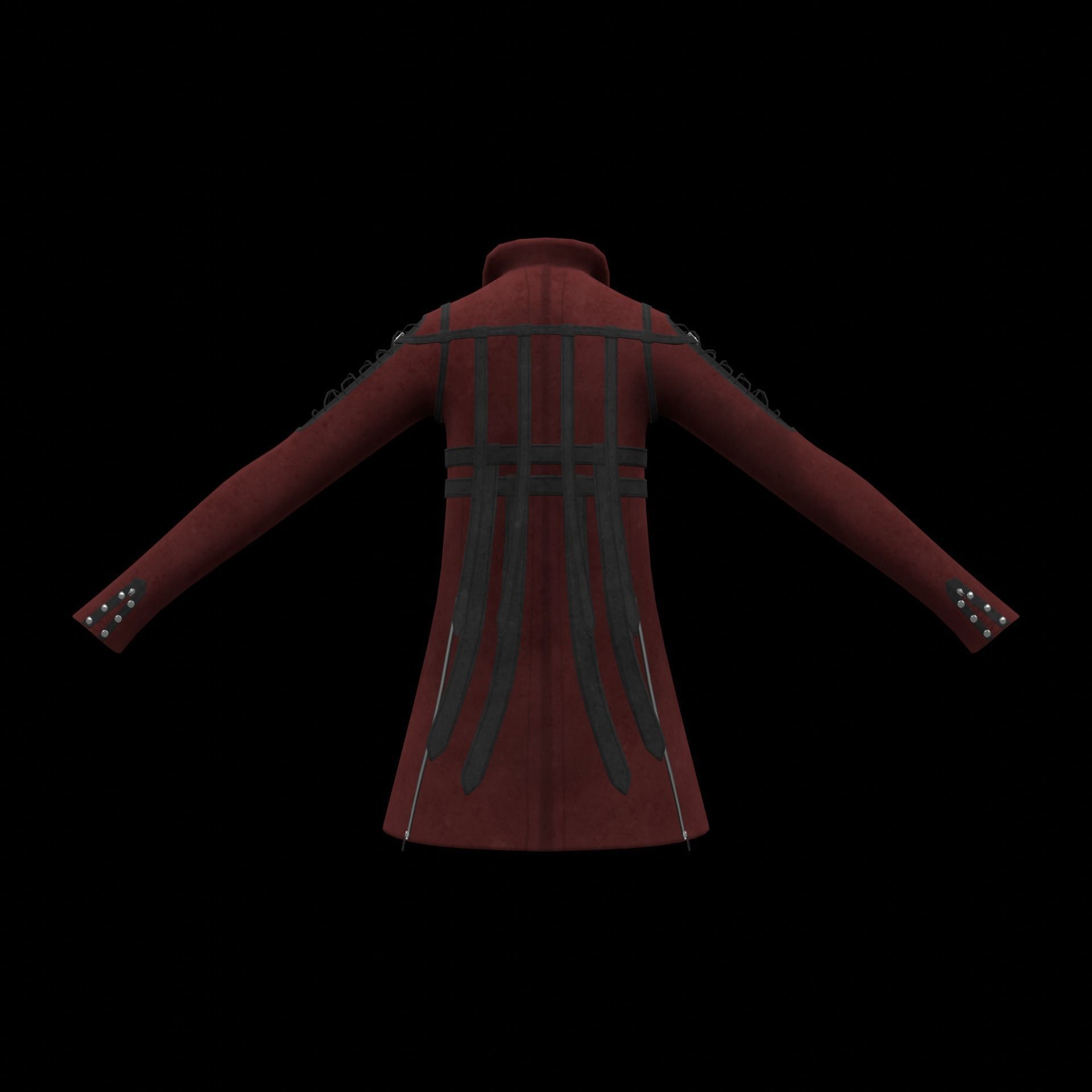 Red Leather Jacket Low-poly 3D model_4