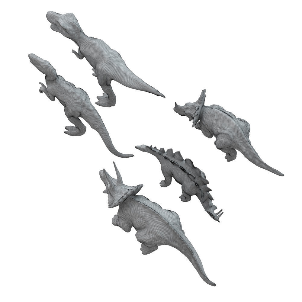 Collection of colored dinosaurs 3D model_6