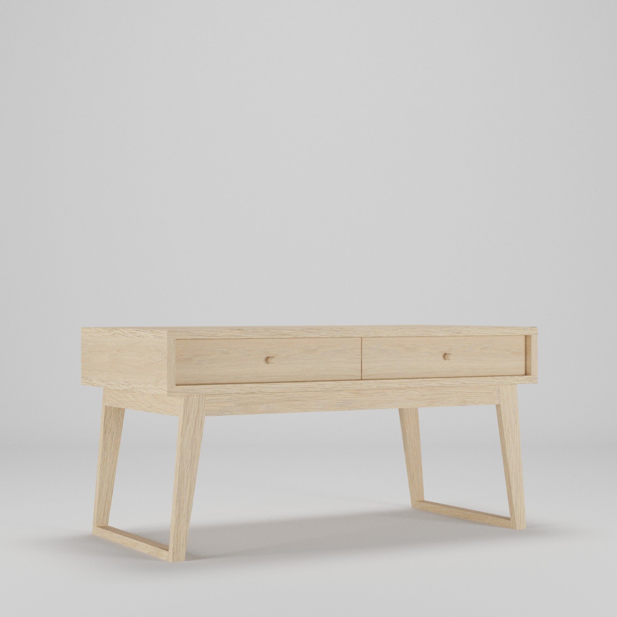 Wood Table with drawers Low-poly 3D model_2