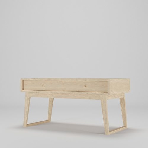 Wood Table with drawers Low-poly 3D model