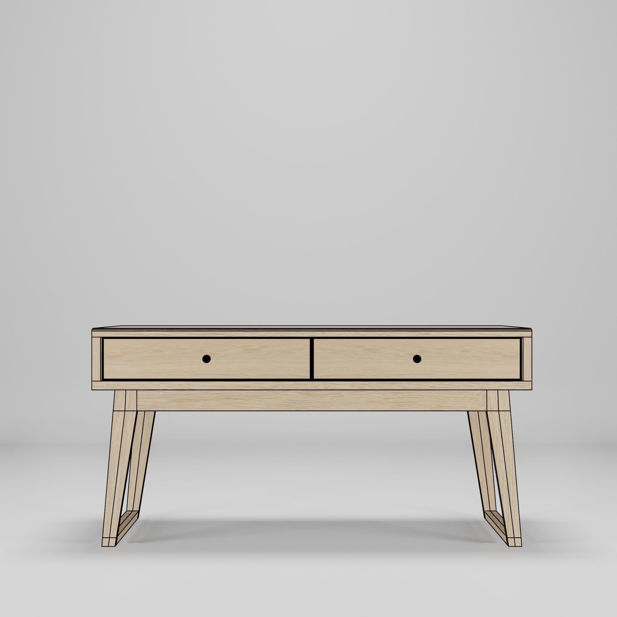 Wood Table with drawers Low-poly 3D model_4