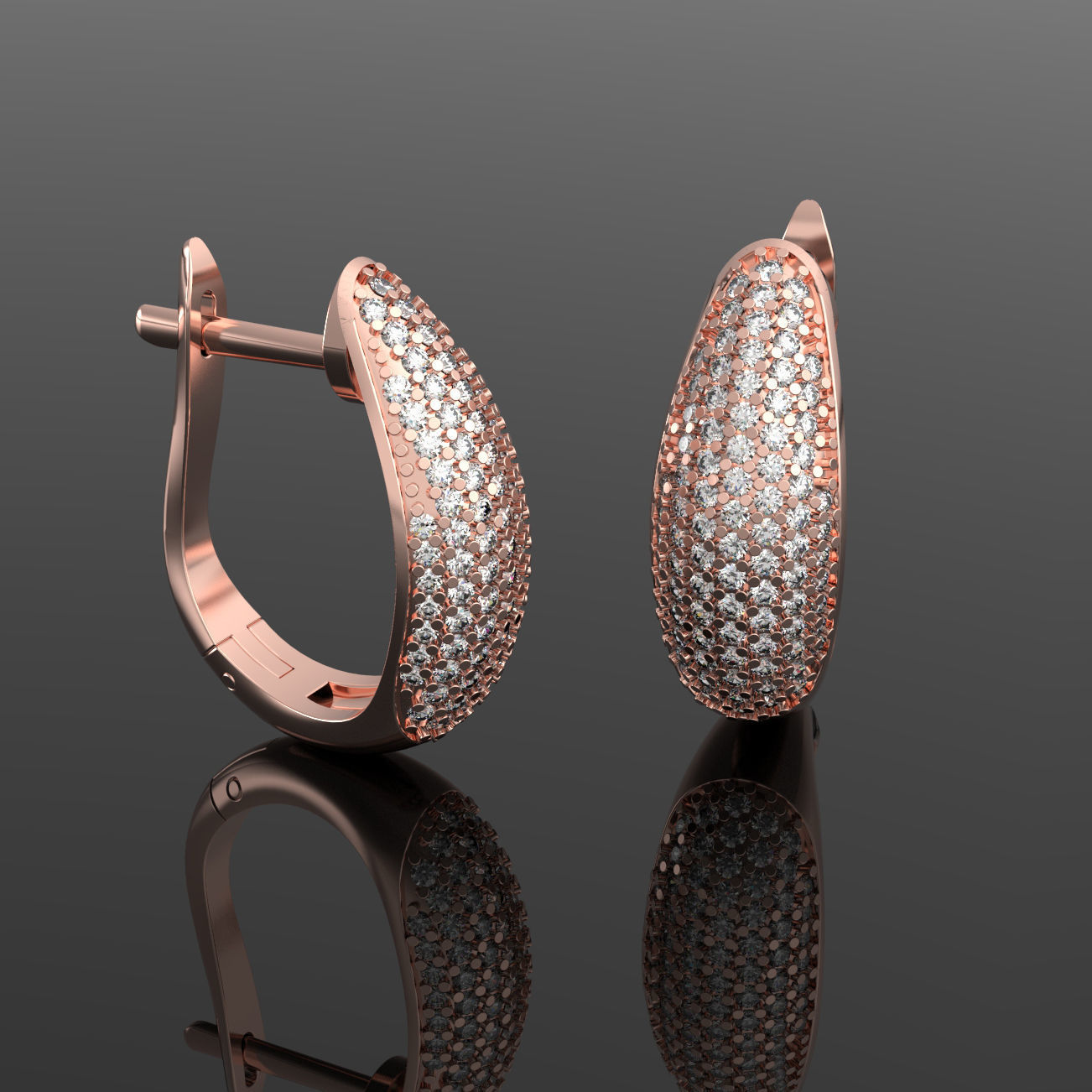 Luxury earring with diamonds  3D print model_3