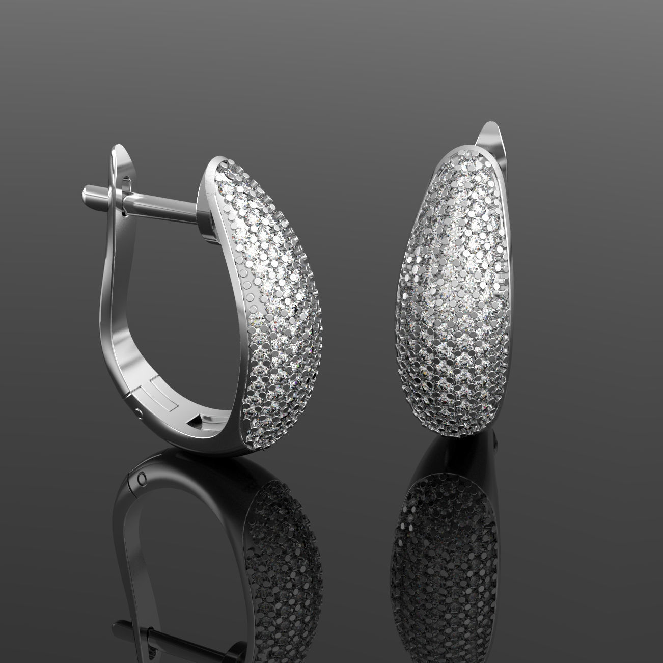 Luxury earring with diamonds  3D print model_2