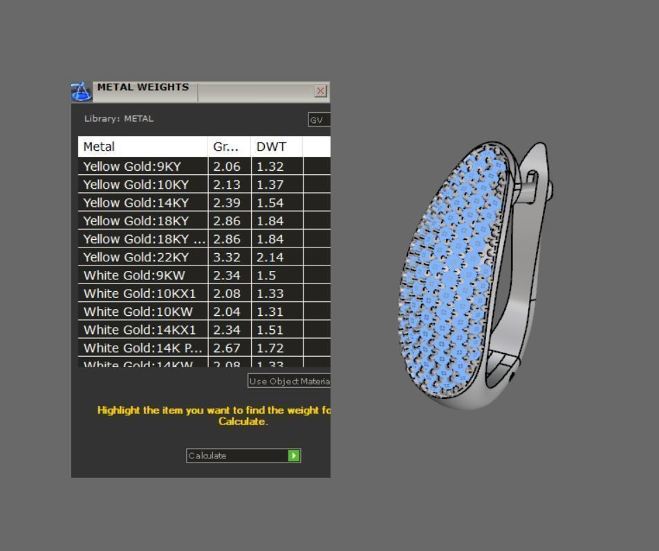 Luxury earring with diamonds  3D print model_12