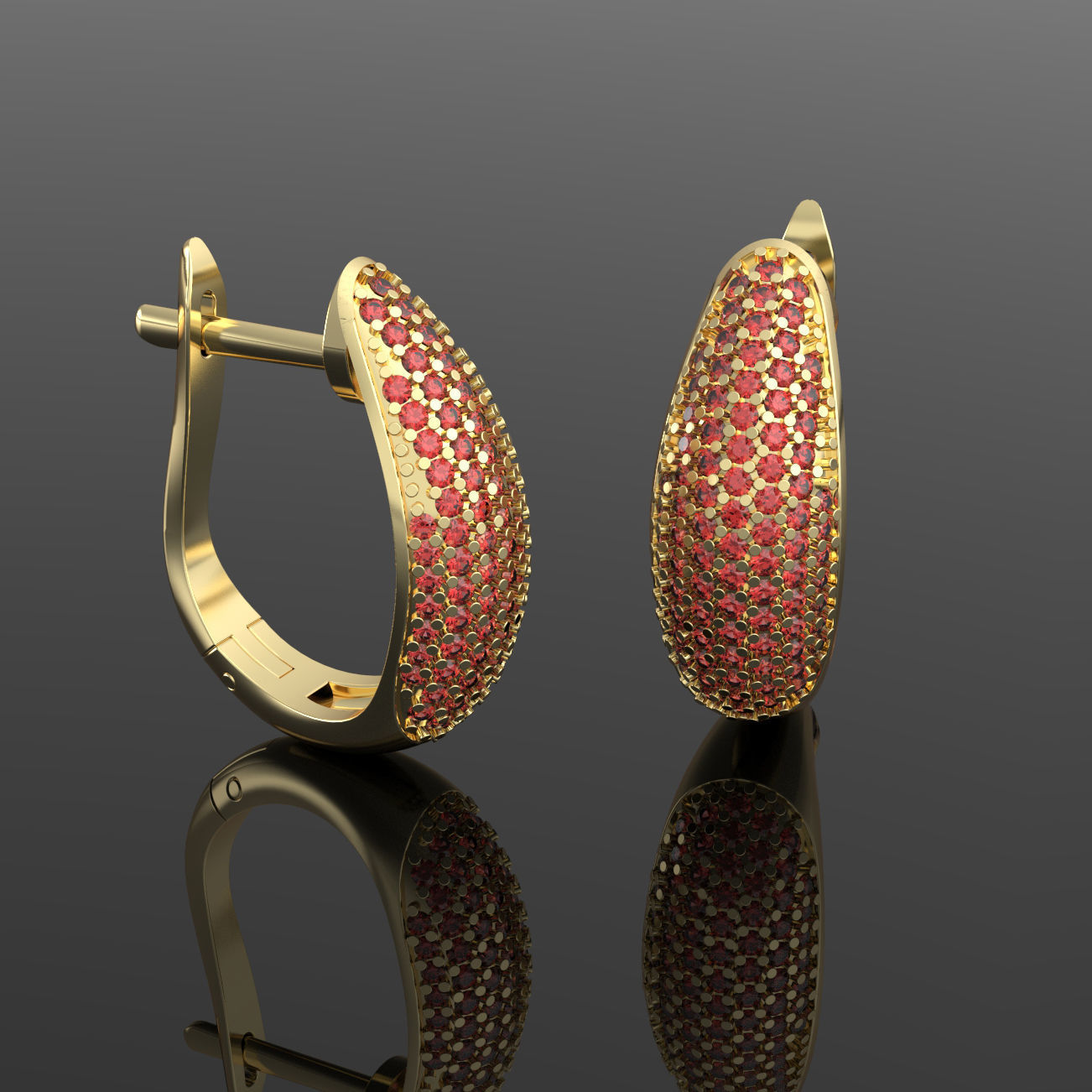 Luxury earring with diamonds  3D print model_4