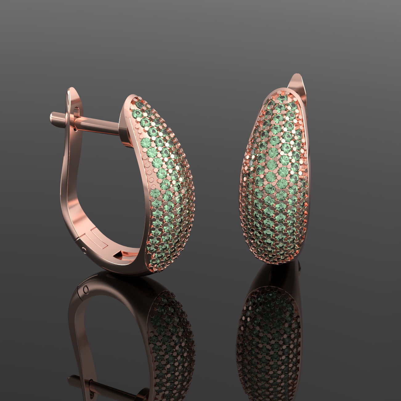 Luxury earring with diamonds  3D print model_7