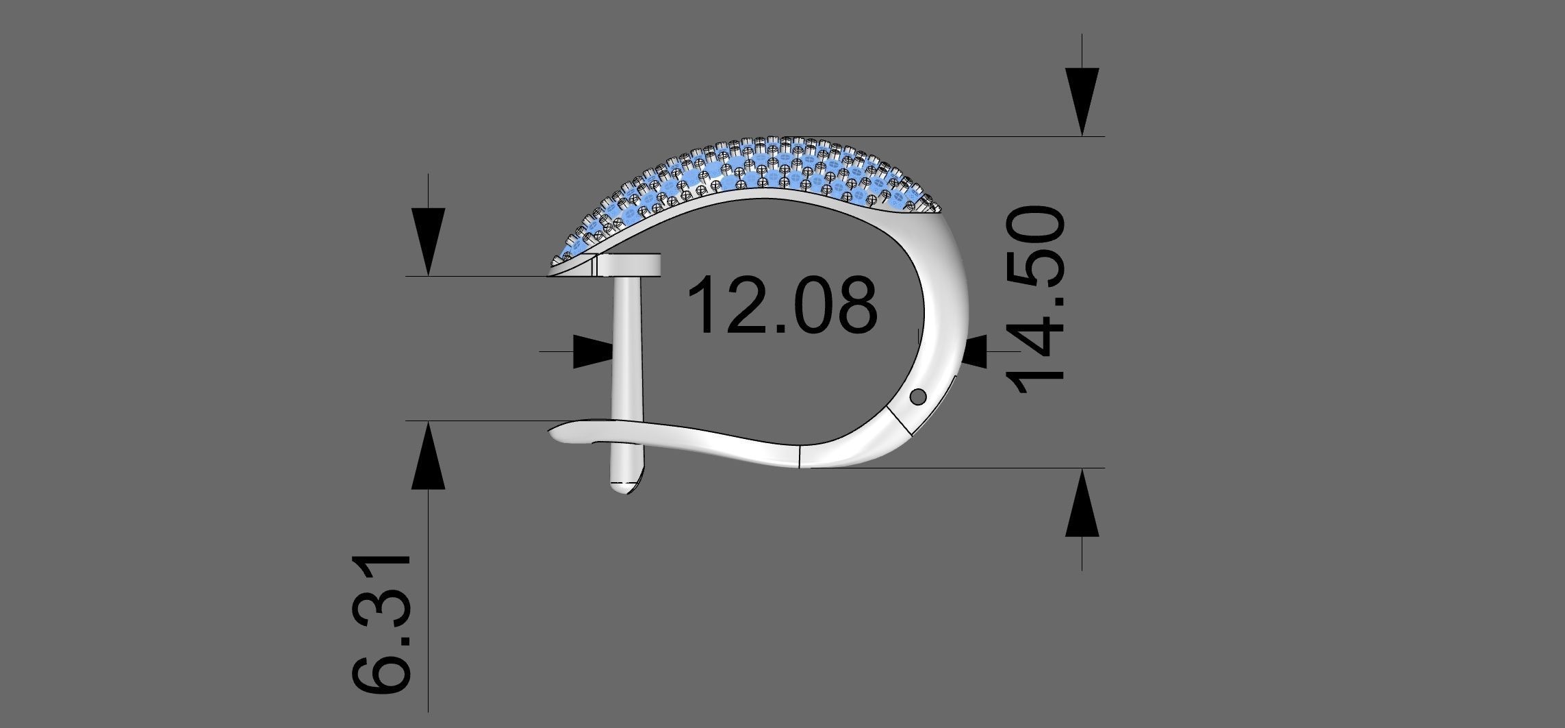 Luxury earring with diamonds  3D print model_10