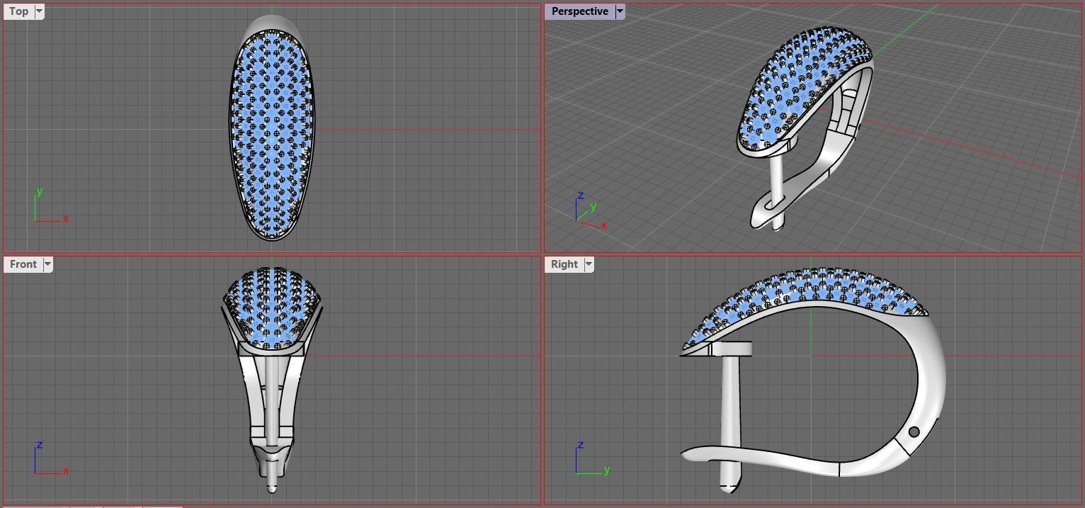 Luxury earring with diamonds  3D print model_8