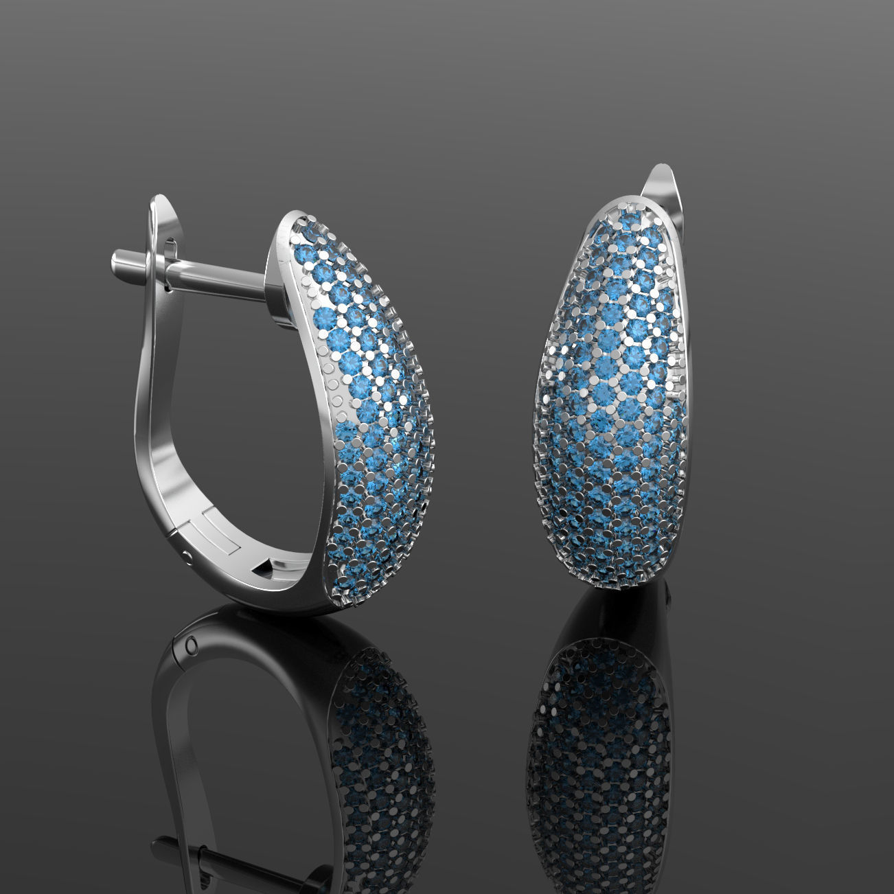 Luxury earring with diamonds  3D print model_5
