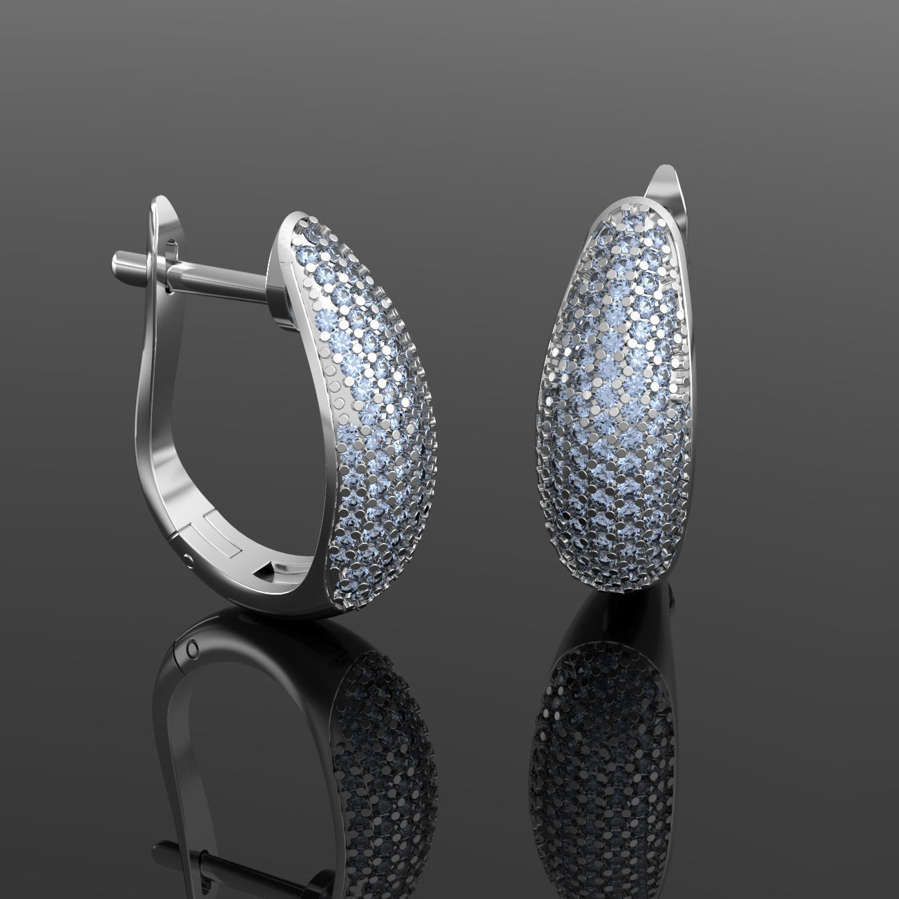 Luxury earring with diamonds  3D print model_6