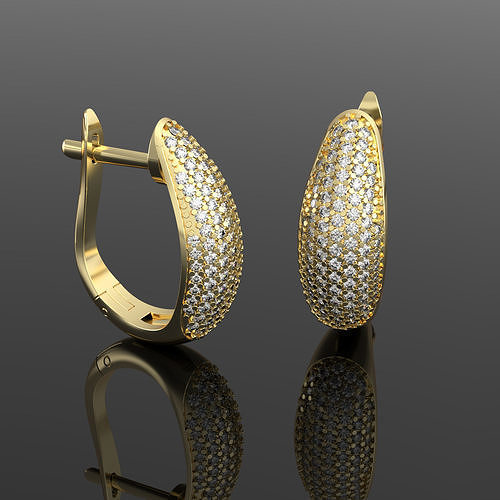Luxury earring with diamonds  3D print model