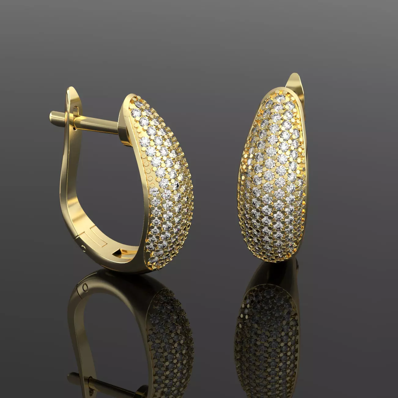 Luxury earring with diamonds  3D print model_0