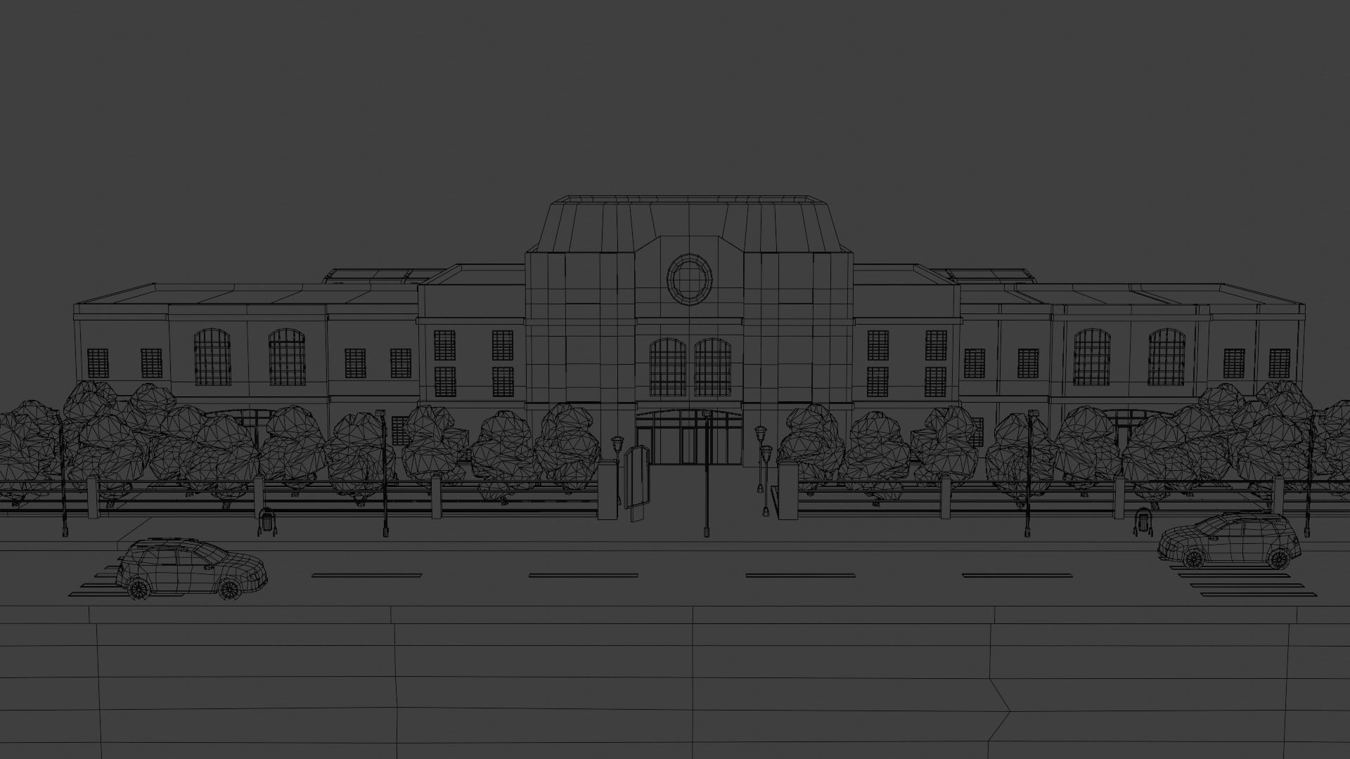 Low poly Railway Train Station Low-poly 3D model_7