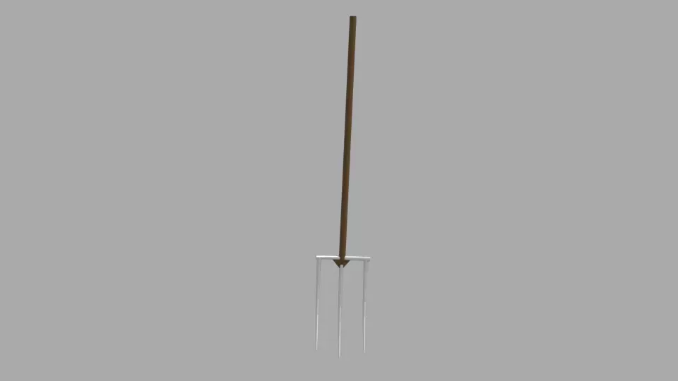 Pitchfork fork with wooden handle Free low-poly 3D model
