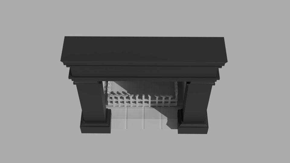 Fireplace with door 3D model_3