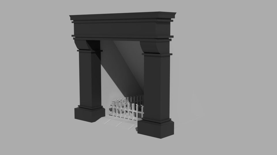 Fireplace with door 3D model_1