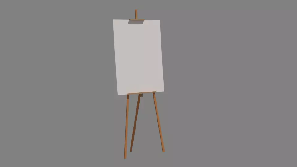 Easel with board Low-poly 3D model_0