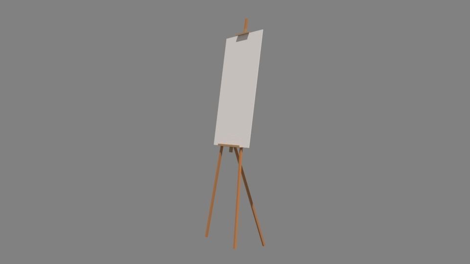 Easel with board Low-poly 3D model_2