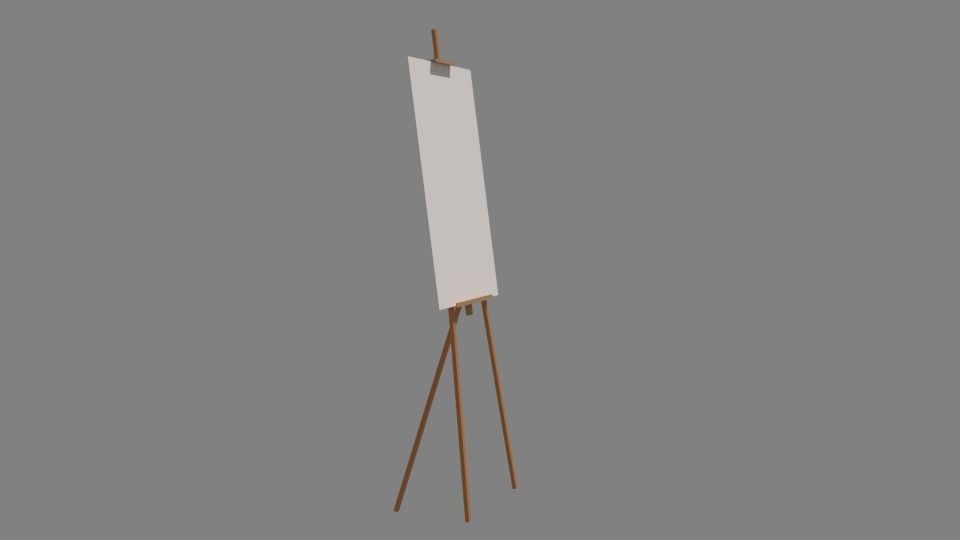Easel with board Low-poly 3D model_1
