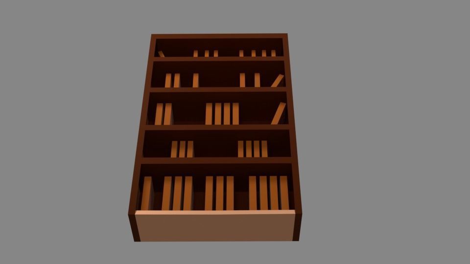 Model 033 bookcase Low-poly 3D model_4