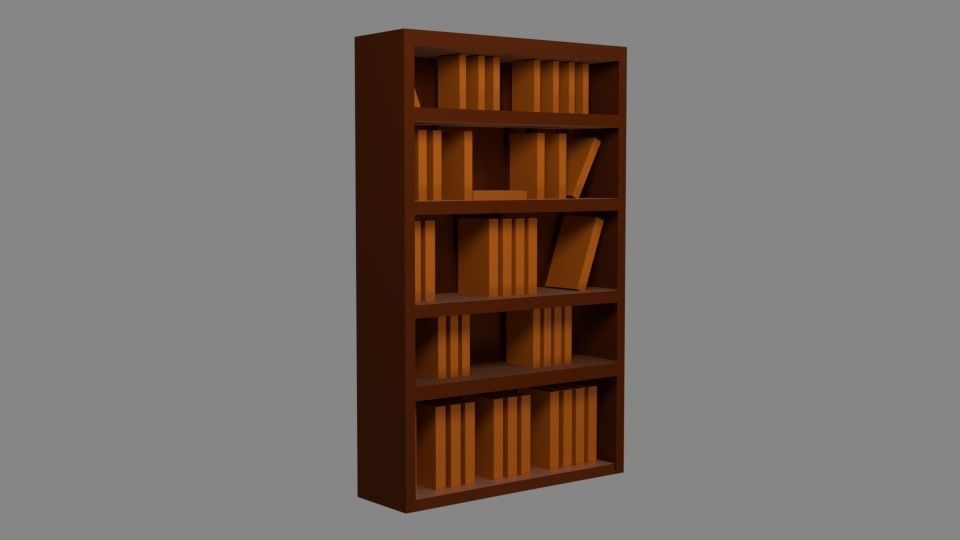 Model 033 bookcase Low-poly 3D model_2