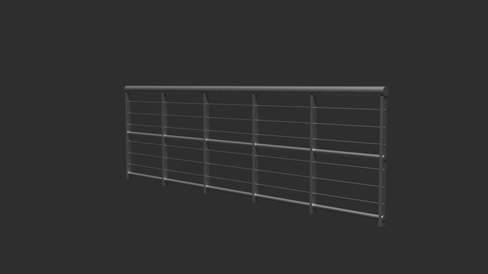 Railing metal shelf Low-poly 3D model_1