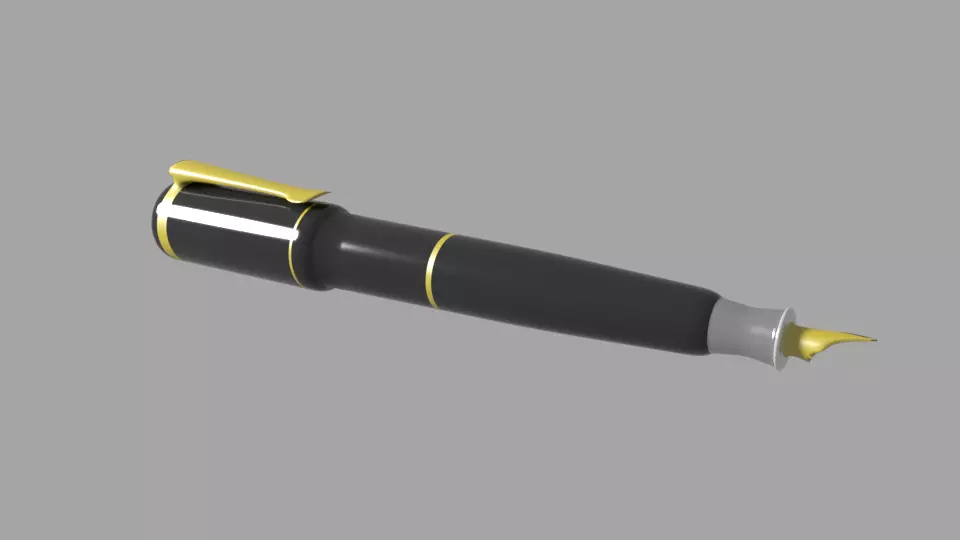 Fountain Pen Low-poly 3D model_0