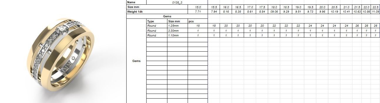 Ring 0138b all sizes 3D print model_1