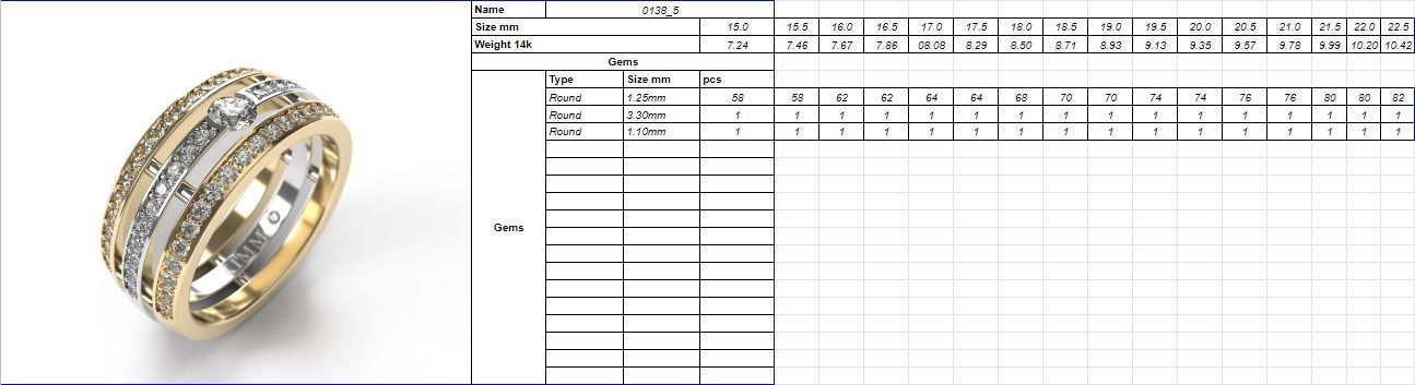 Ring 0138e all sizes 3D print model_1