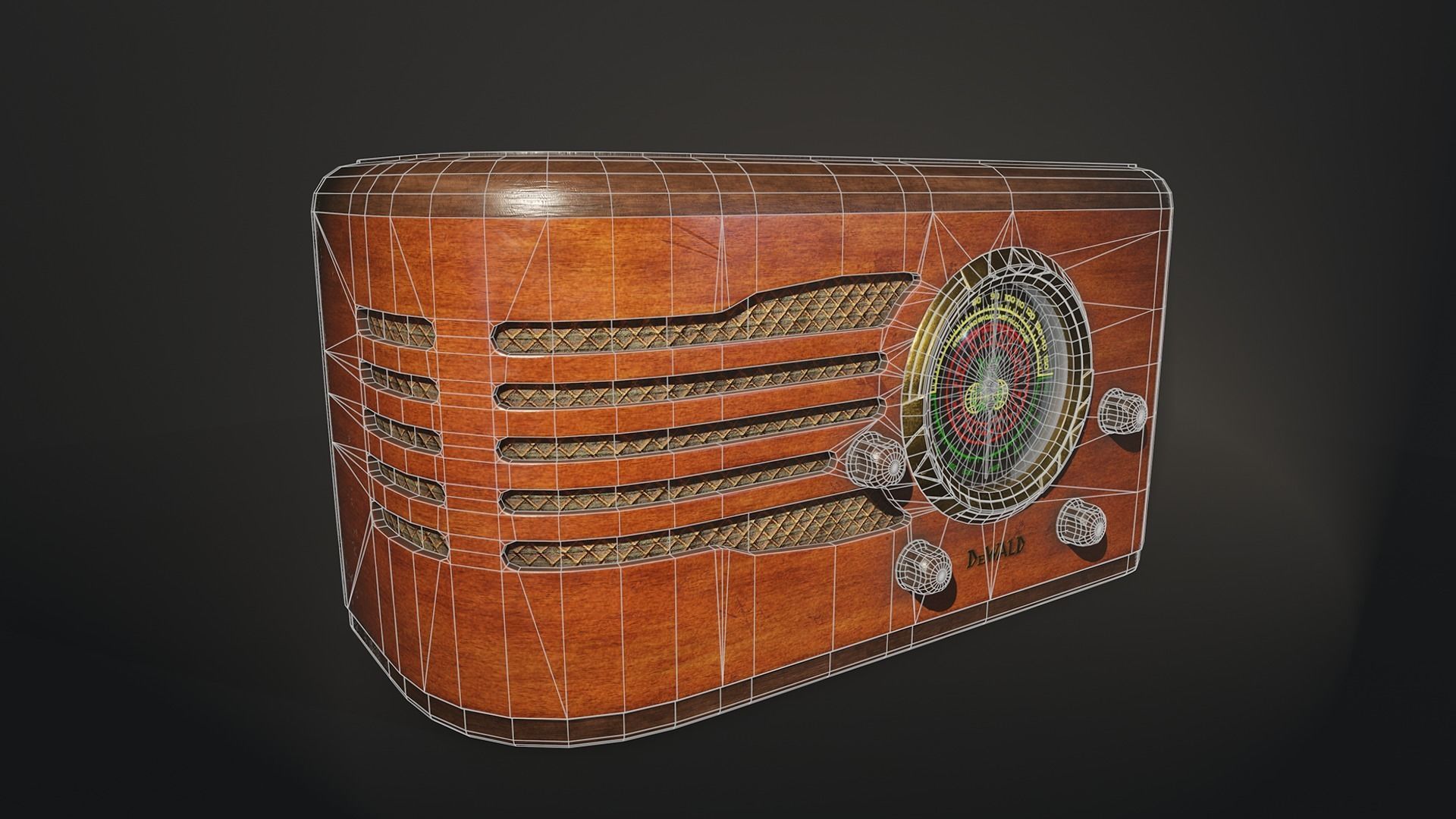 DeWald 618 tube radio Low-poly 3D model_2
