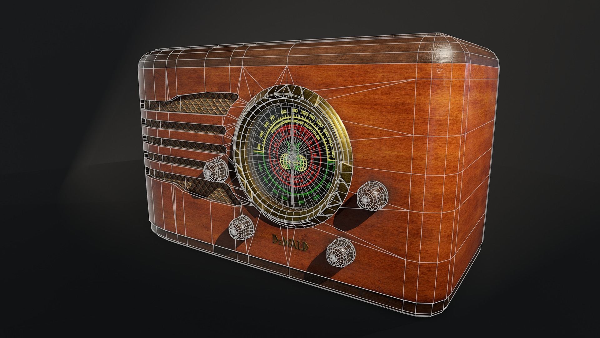 DeWald 618 tube radio Low-poly 3D model_4