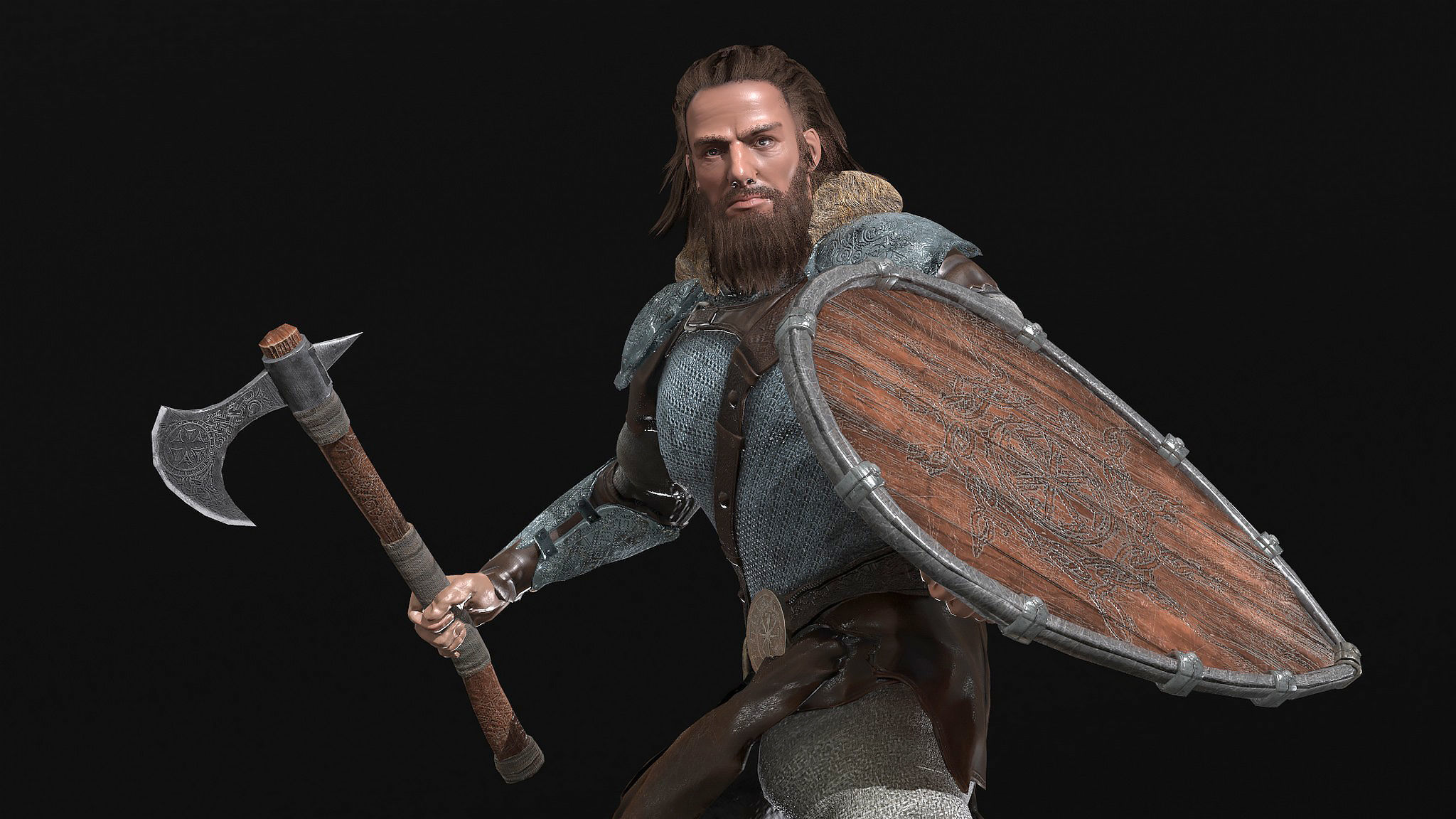 Slavic Warrior - Low-poly model of the character Low-poly 3D model_5