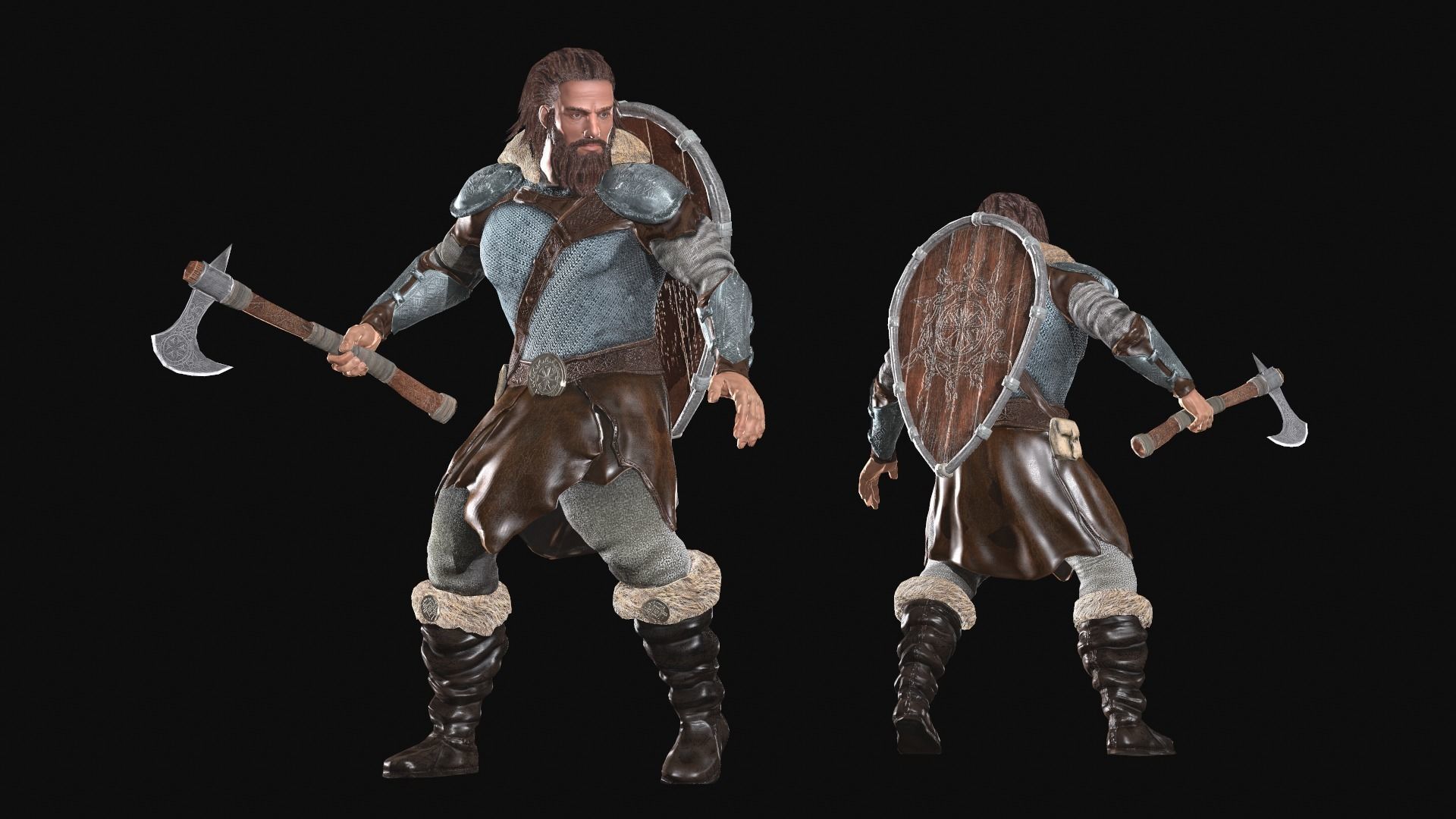 Slavic Warrior - Low-poly model of the character Low-poly 3D model_15