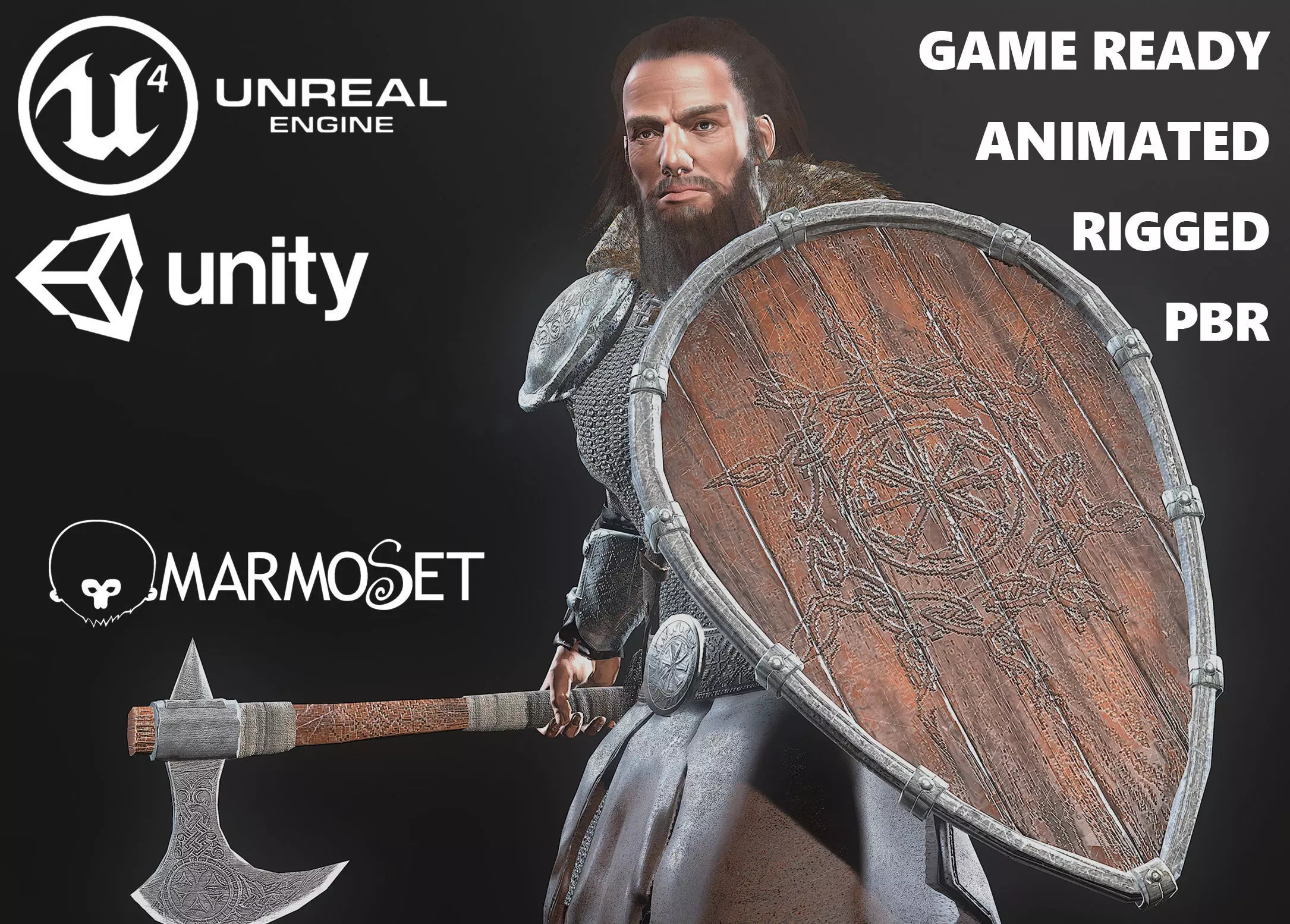 Slavic Warrior - Low-poly model of the character Low-poly 3D model_0