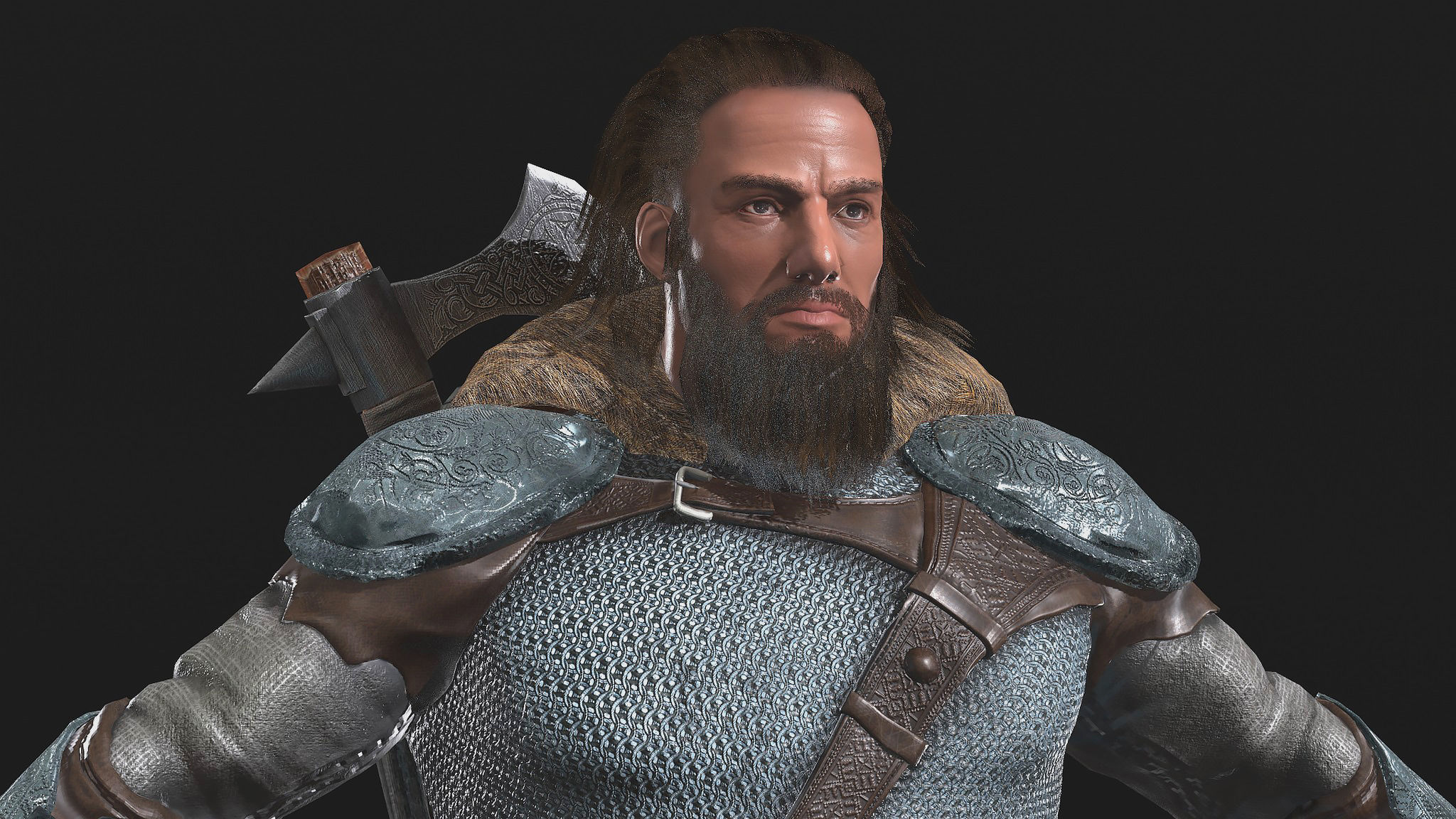 Slavic Warrior - Low-poly model of the character Low-poly 3D model_3