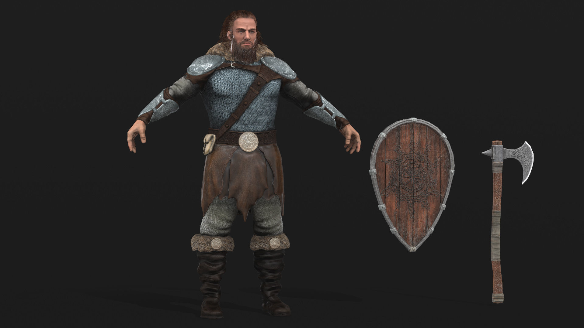 Slavic Warrior - Low-poly model of the character Low-poly 3D model_4