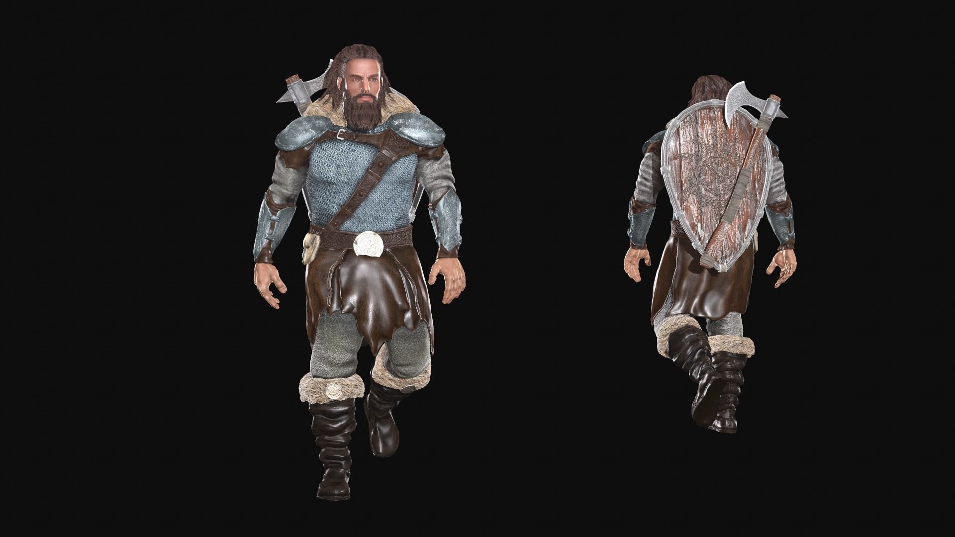 Slavic Warrior - Low-poly model of the character Low-poly 3D model_12