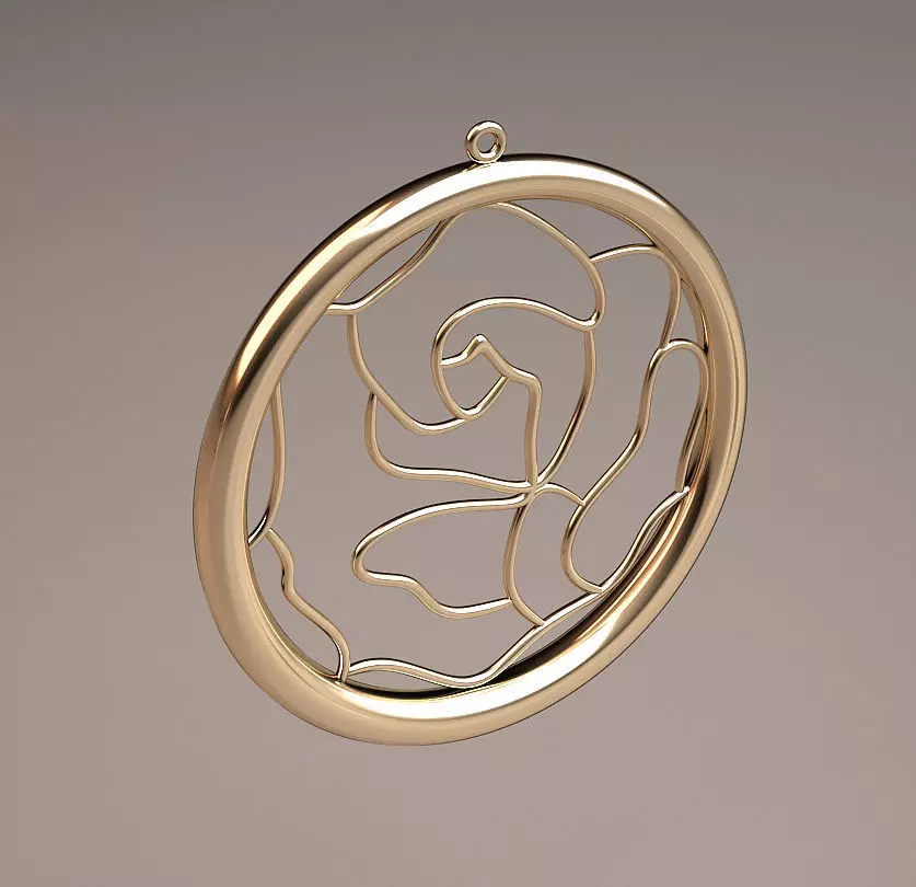 gold circle flower necklace 3D print model