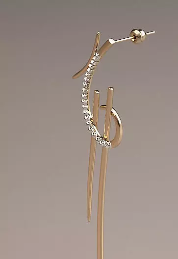 gold earrings model with diamond 3D print model