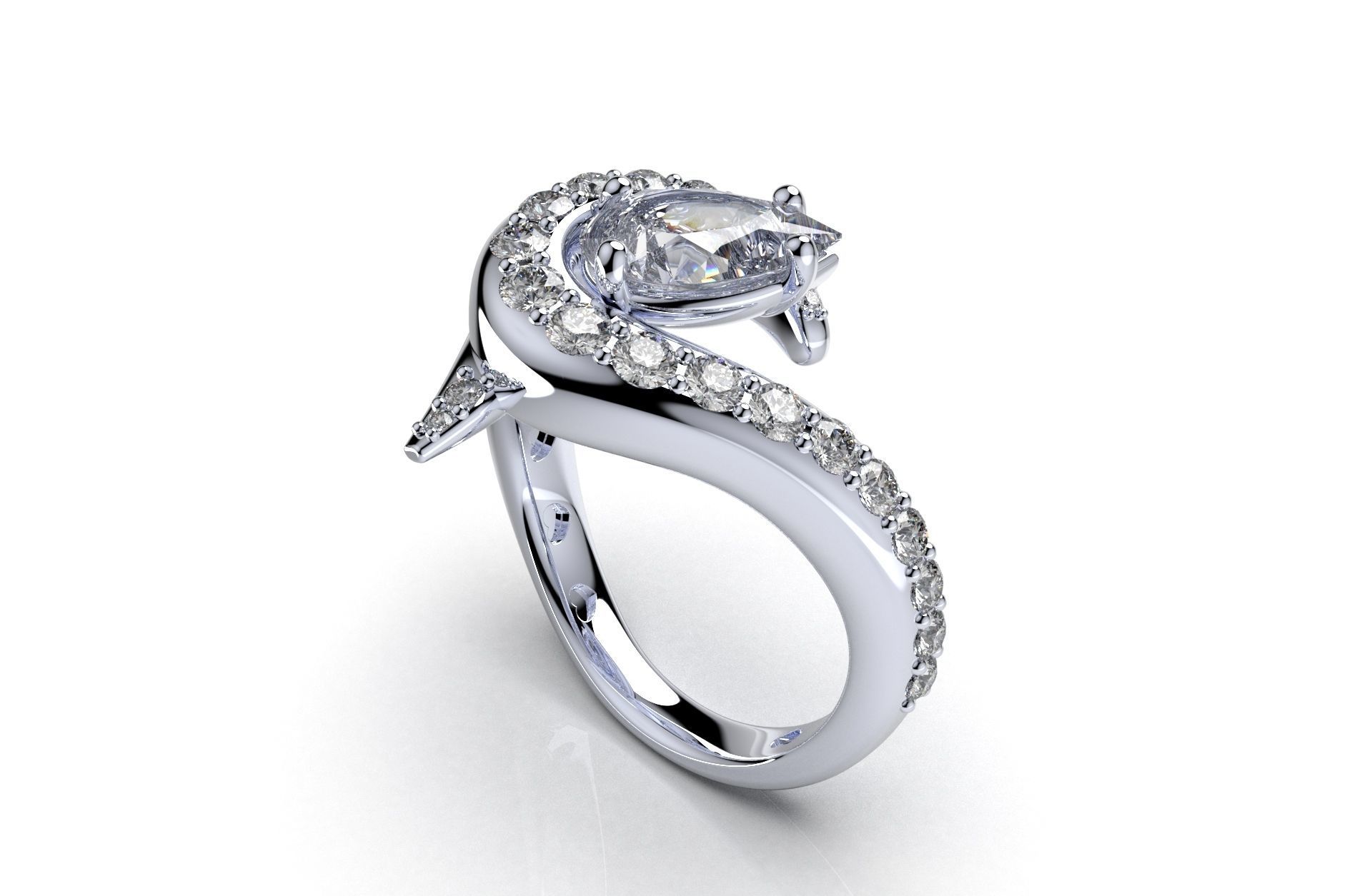 Women Ring Jewelry Pear Shape 3D CAD Design-R2-3DPrint 3D model 3D ...