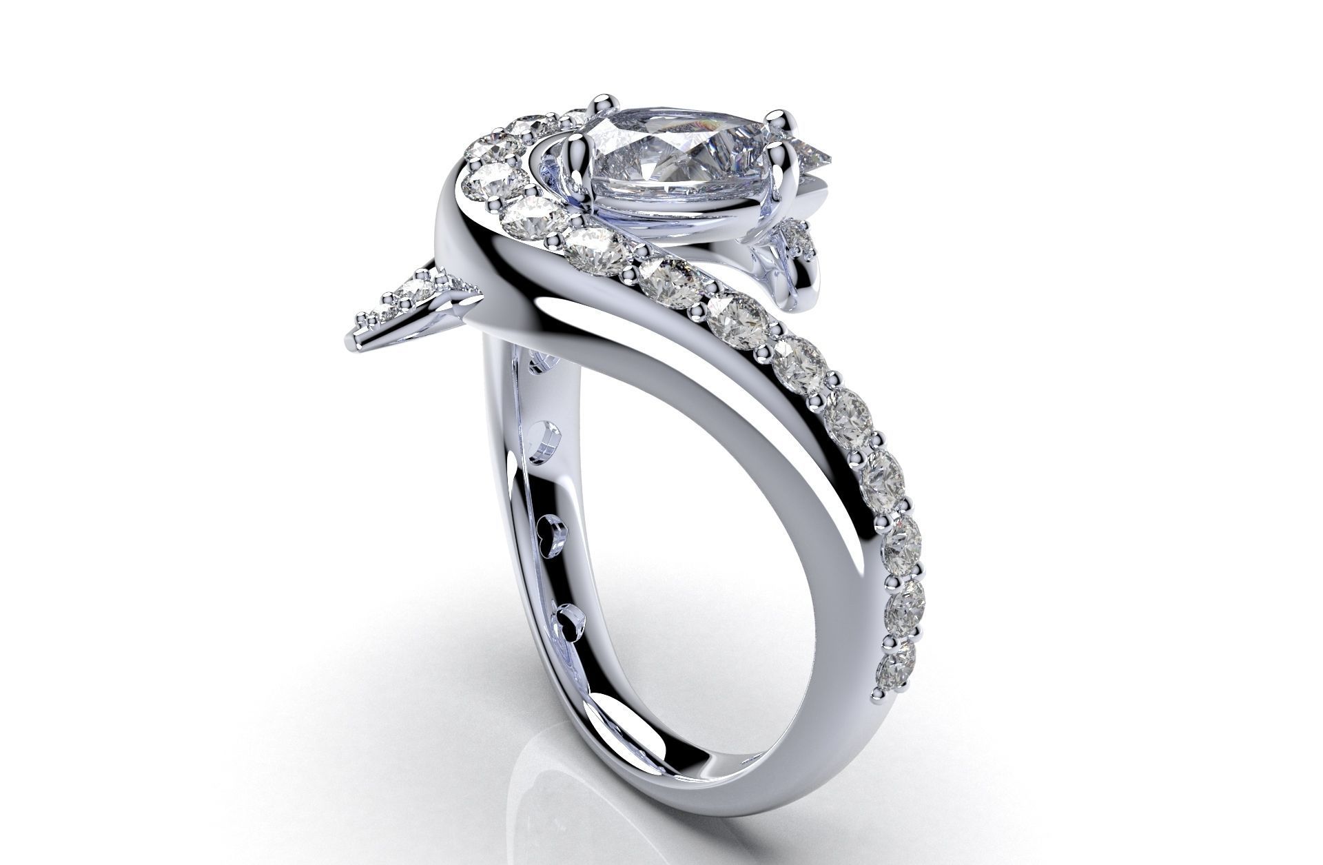 Women Ring Jewelry Pear Shape 3D CAD Design-R2-3DPrint 3D model 3D ...