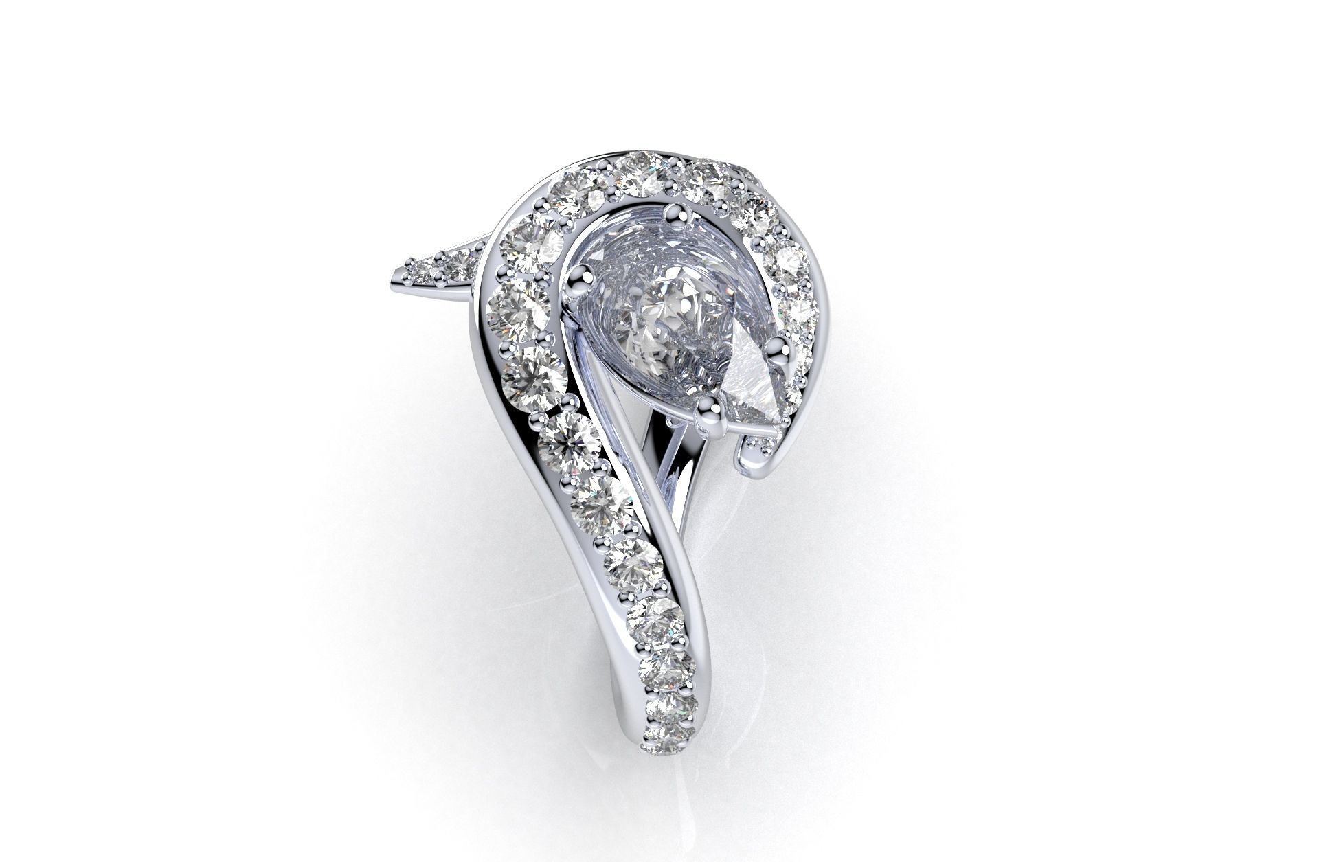 Women Ring Jewelry Pear Shape 3D CAD Design-R2-3DPrint 3D model 3D ...