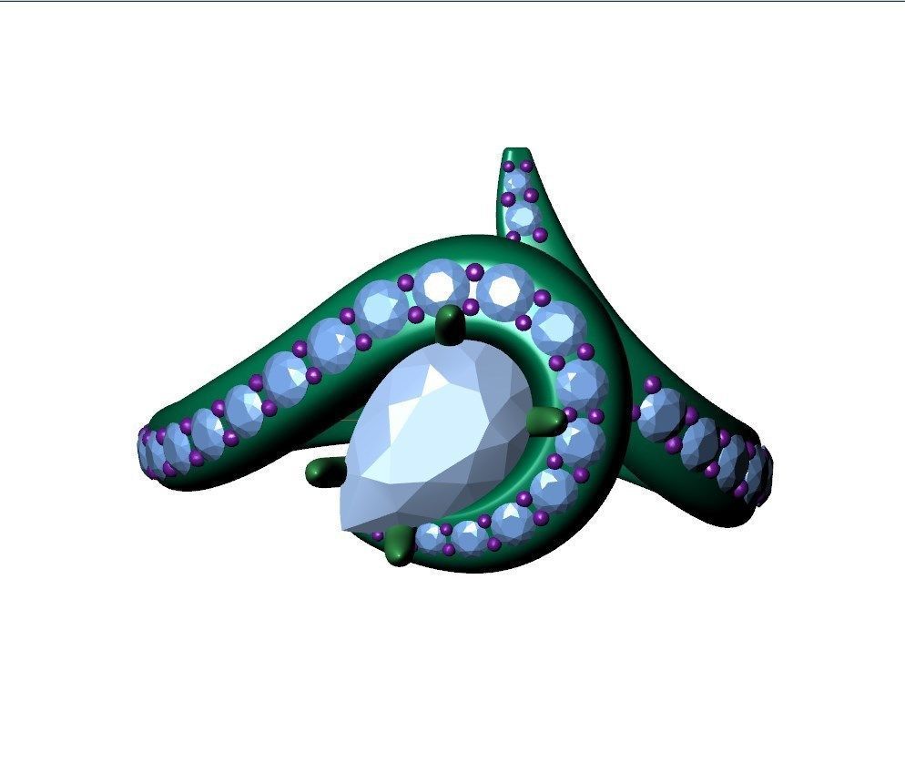 Women Ring Jewelry Pear Shape 3D CAD Design-R2-3DPrint 3D model 3D ...