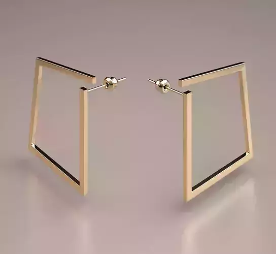 gold minimal square earrings model 
