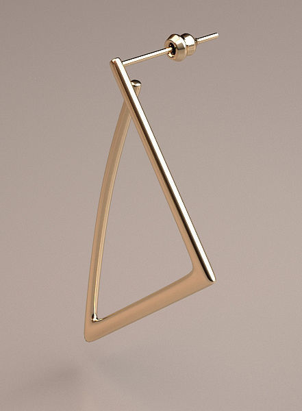 gold triangle earrings model 3D print model_3