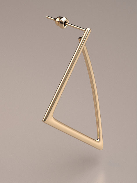 gold triangle earrings model 3D print model_1